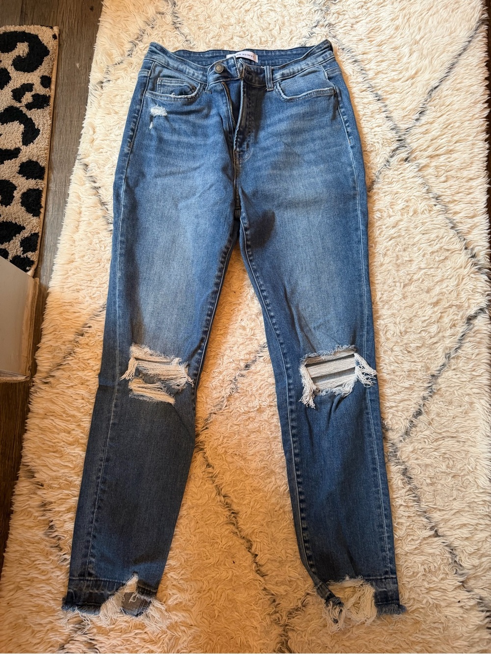 Flying Monkey Women's Distressed High-Rise Blue Jeans